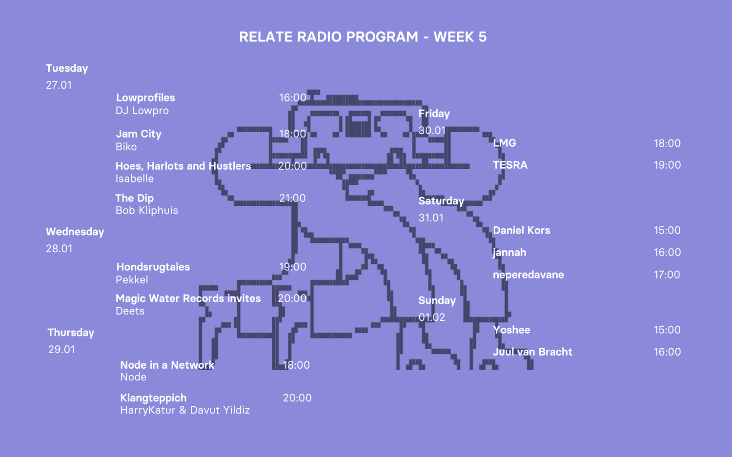 Weekly schedule 2026 - full width