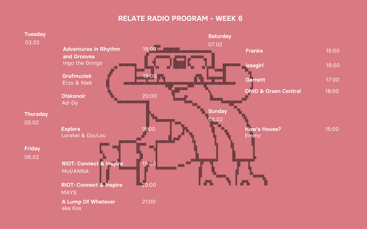 Weekly schedule 2026 - full width